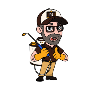 Nate PEst Control Technician Nate CUrran Illustration in brown yellow